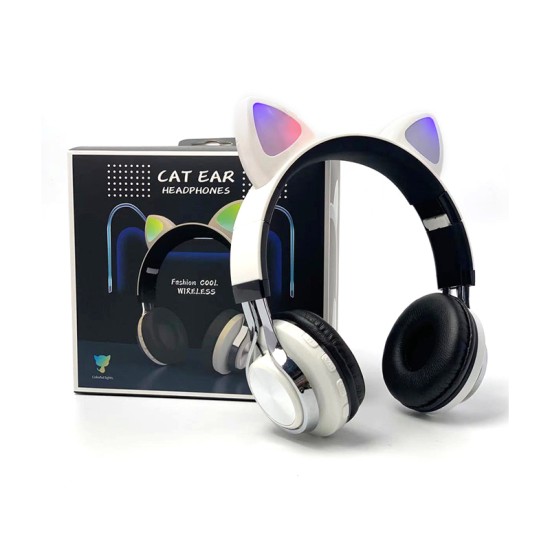 CAT EAR STYLE WIRELESS BLUETOOTH HEADPHONE M-01 MP3/CELLPHONE/PC WHITE